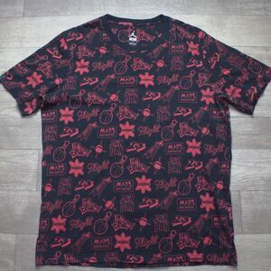 Nike Air Jordan Mars Mini Muffin Flight 23 All Over Print T-Shirt Red Black L